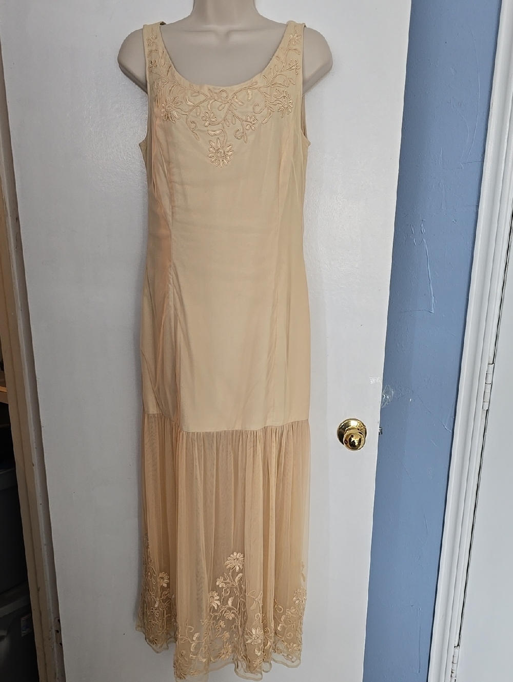 Marie St. Claire Vintage Sleeveless Embroidered Maxi Dress Size 8